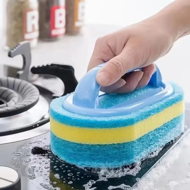 1PC Household Cleaning Brush With Handle Sponge Easy Cleaning Kitchen Bathroom Toilet Wall Window Ceramic Tile Cleaning Tools