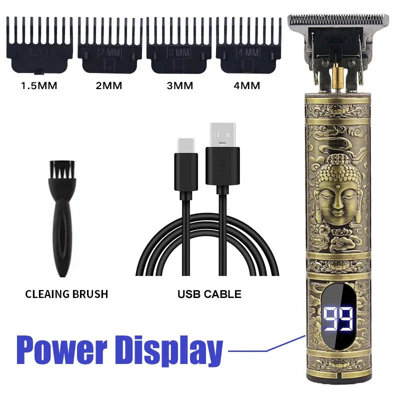 Vintage USB Fast Charging Cordless Hair Clipper Trimmer Portable Electric Shaver Professional Barber Hair Cutting Machine