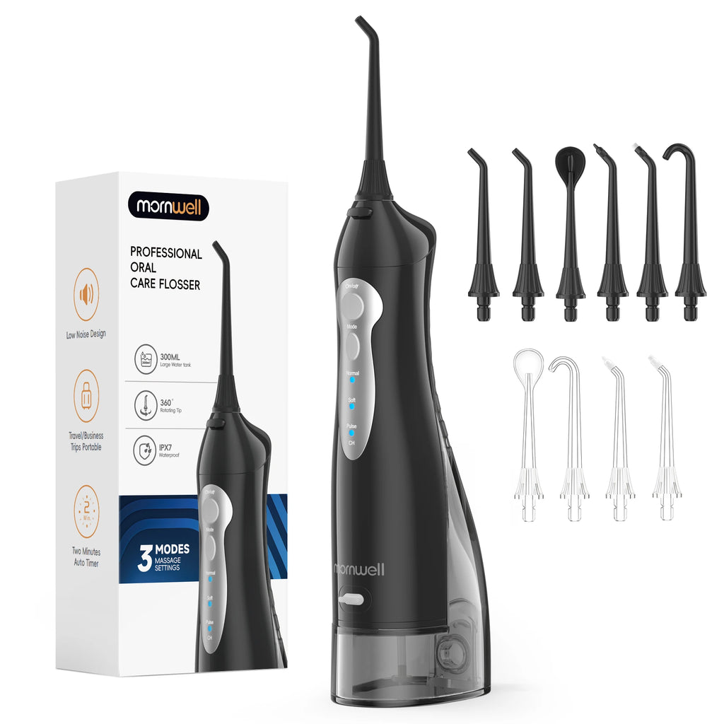 D52 Portable Cordless Water Flosser USB Rechargeable Water Jet Floss Tooth Pick 6 Jet Tip 300ml 3 Modes Teeth Clean for Travel