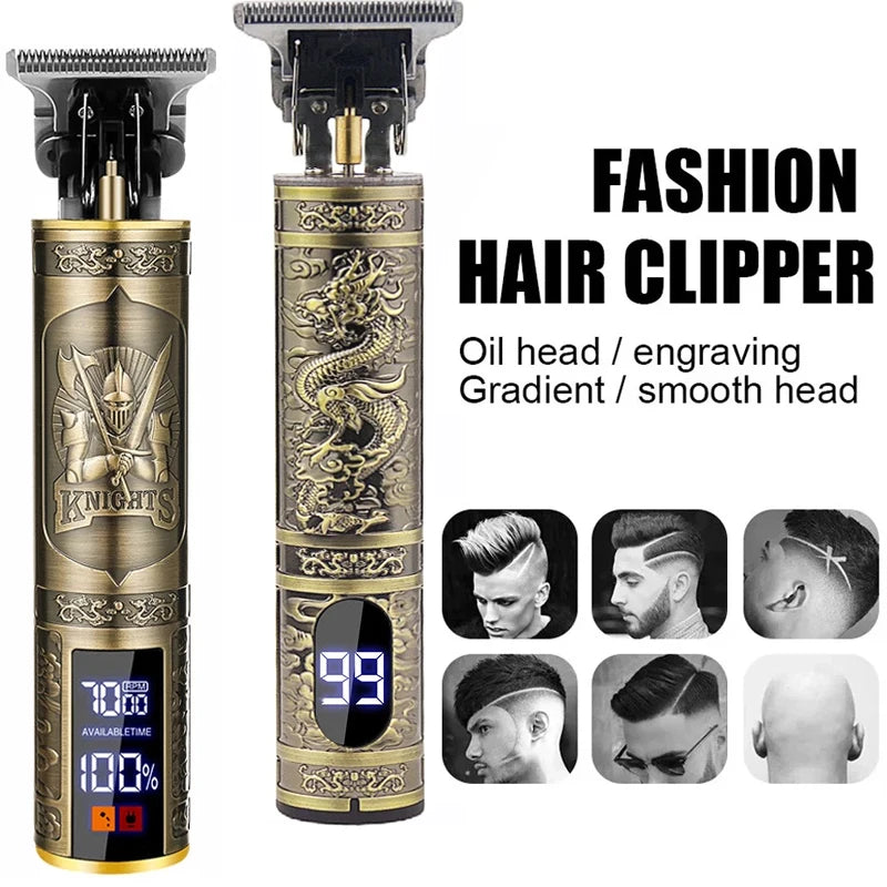 Vintage USB Fast Charging Cordless Hair Clipper Trimmer Portable Electric Shaver Professional Barber Hair Cutting Machine