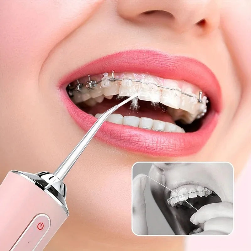 USB Portable Oral Irrigator Water Flosser Dental Water Jet Tools Pick Cleaning Teeth 200ML 4 Nozzles Mouth Oral Cleaning Agents