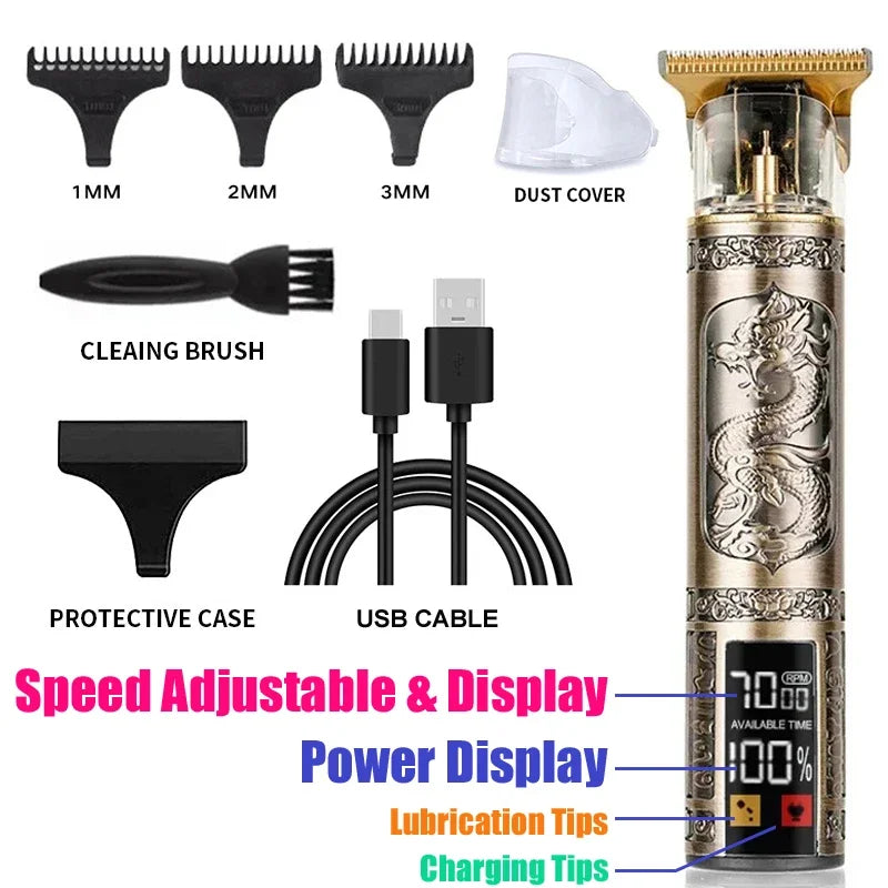 Vintage USB Fast Charging Cordless Hair Clipper Trimmer Portable Electric Shaver Professional Barber Hair Cutting Machine