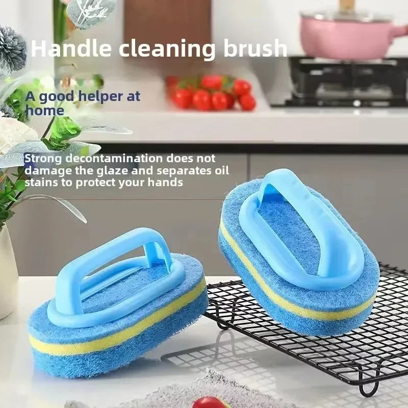 1PC Household Cleaning Brush With Handle Sponge Easy Cleaning Kitchen Bathroom Toilet Wall Window Ceramic Tile Cleaning Tools