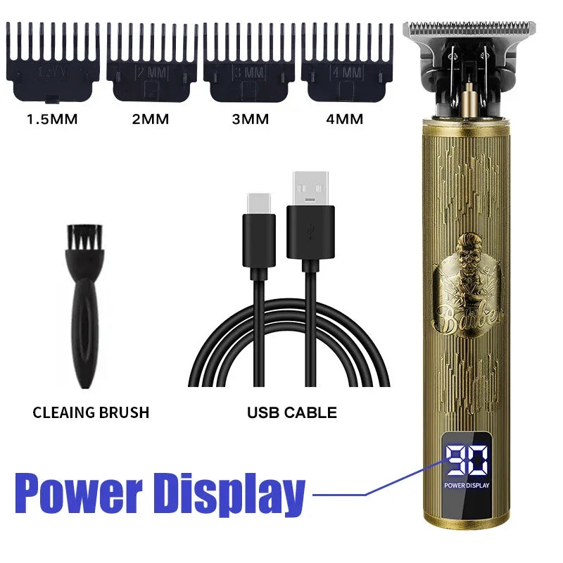Vintage USB Fast Charging Cordless Hair Clipper Trimmer Portable Electric Shaver Professional Barber Hair Cutting Machine