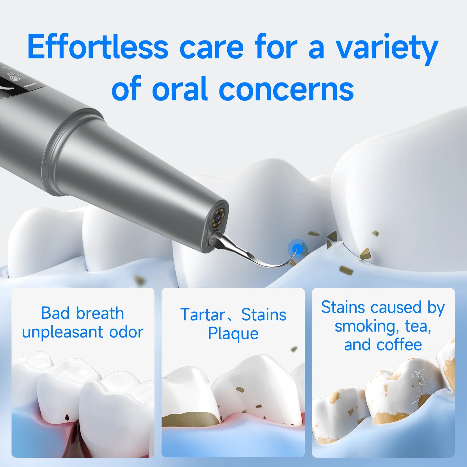 CURVY MOON Visible Electric Ultrasonic Tooth Cleaner with Camera Tartar Remover Tooth Stain Cleaning Tools Teeth Whitening Care