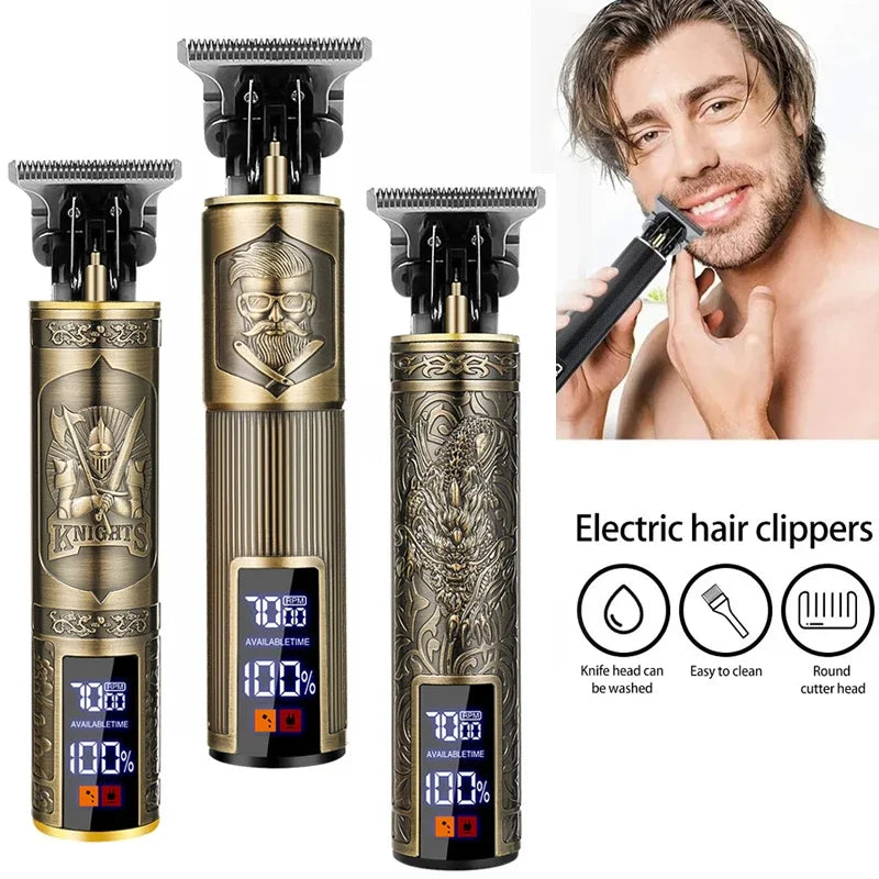 Vintage USB Fast Charging Cordless Hair Clipper Trimmer Portable Electric Shaver Professional Barber Hair Cutting Machine