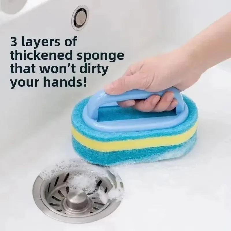1PC Household Cleaning Brush With Handle Sponge Easy Cleaning Kitchen Bathroom Toilet Wall Window Ceramic Tile Cleaning Tools